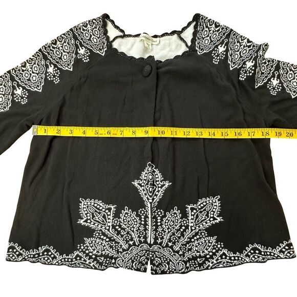 COLDWATER CREEK Black & White One Button Cardigan Cotton Blend Size Medium - Picture 7 of 13